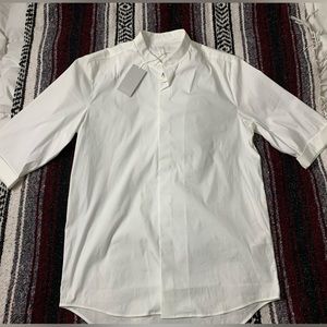 COS Granddad Collar 3/4 Sleeve Button Down with Hidden Button Detail